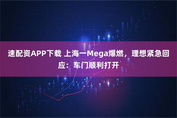 速配资APP下载 上海一Mega爆燃,理想紧急回应:车门顺利打开